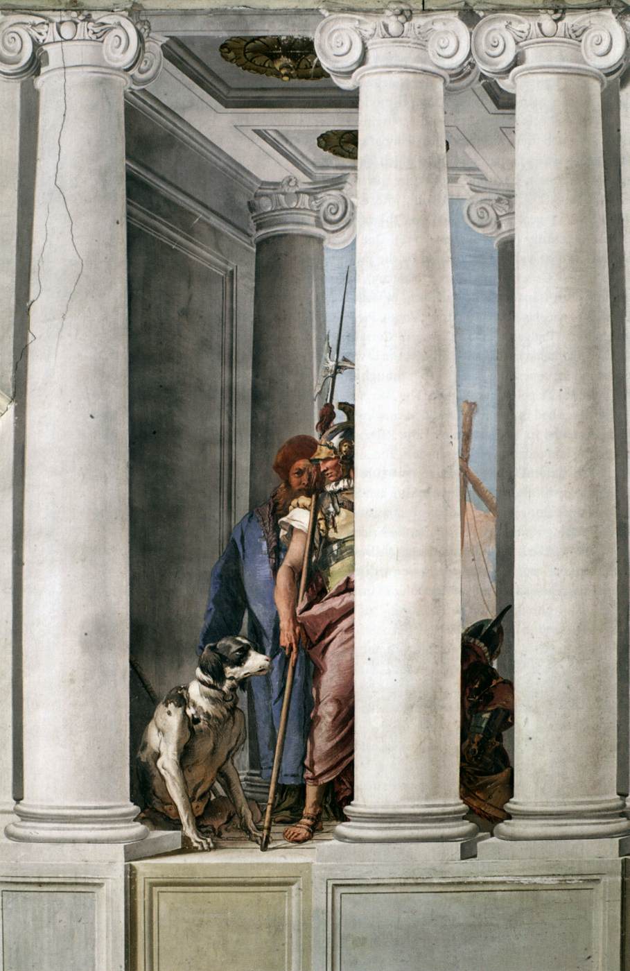 Soldats entre les colonnes