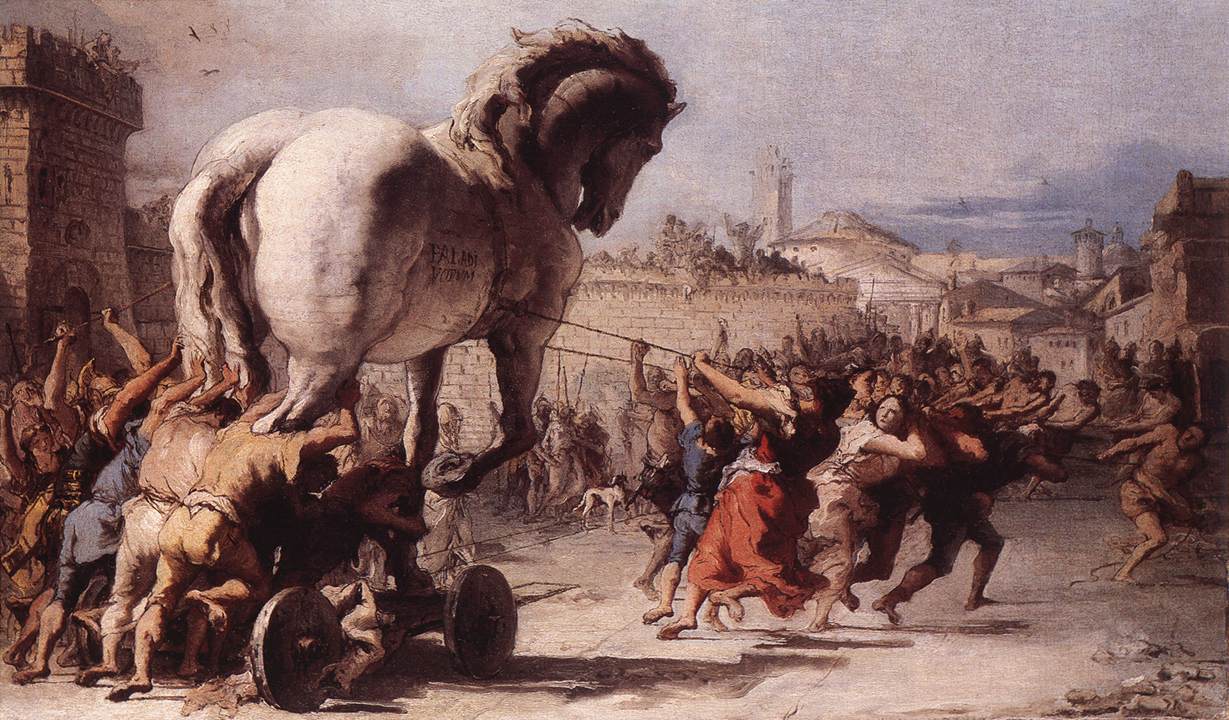 La procession du cheval de Troie à Troie