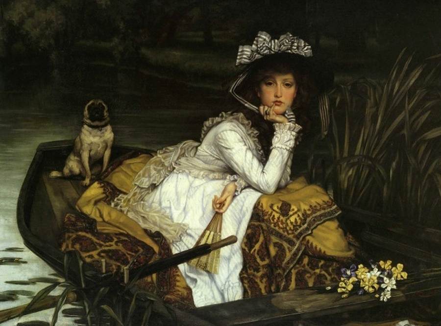 Jeune femme dans une barque