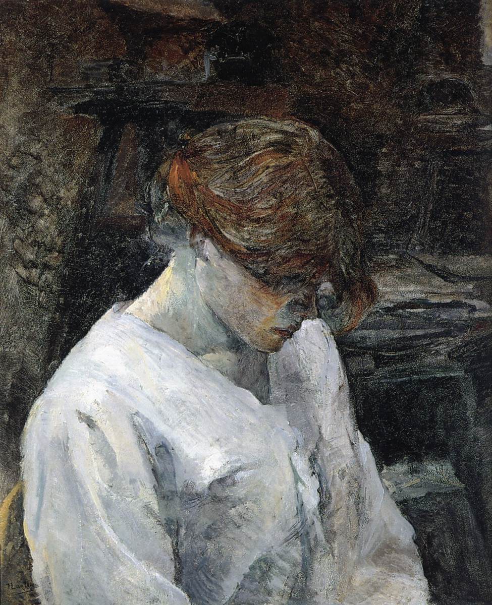 La rousse au chemisier blanc