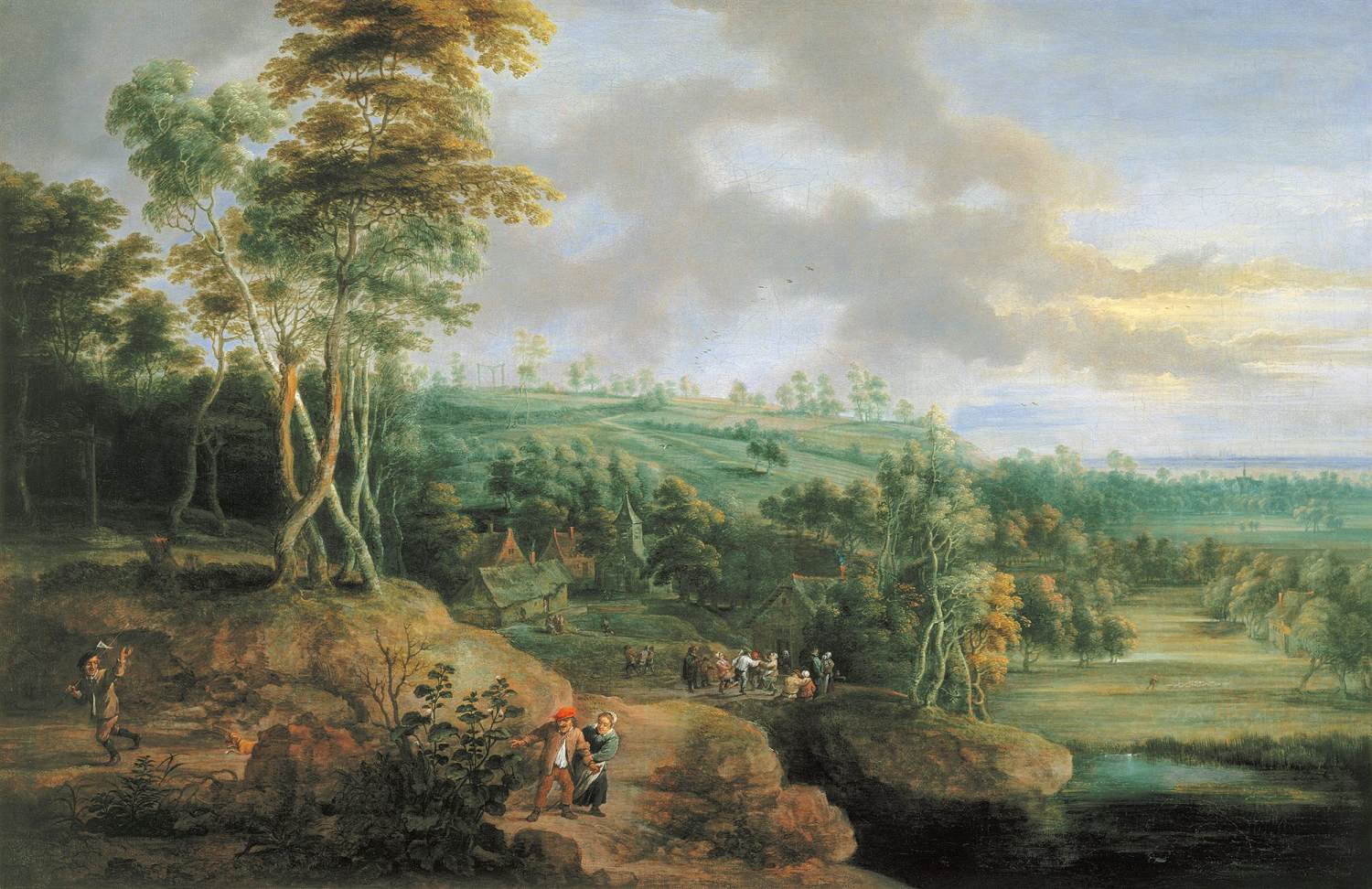 paysage avec Village Feast in the Background