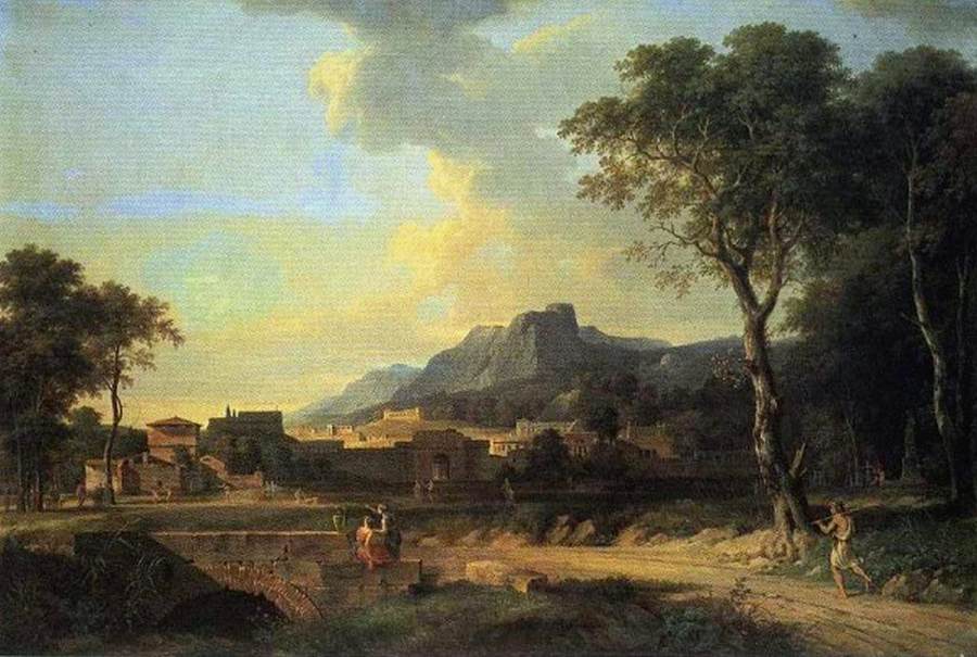 Figures dans un paysage classique