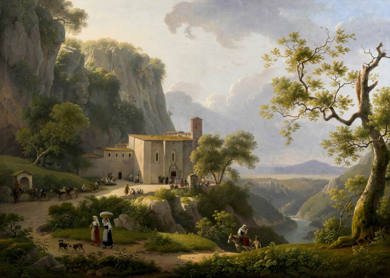 Vue d'un monastère dans la campagne romaine