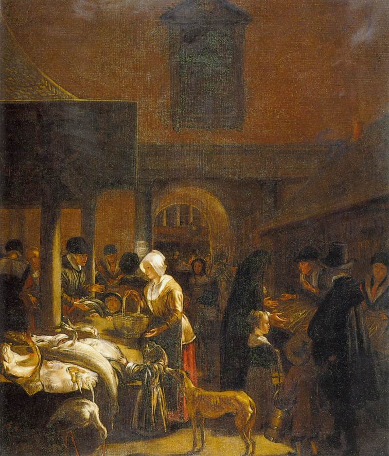 Ancien marché au poisson sur le Dam d'Amsterdam