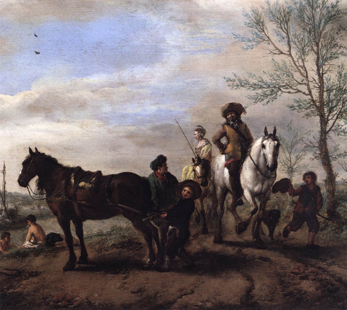 Un homme et une femme à cheval (détail)