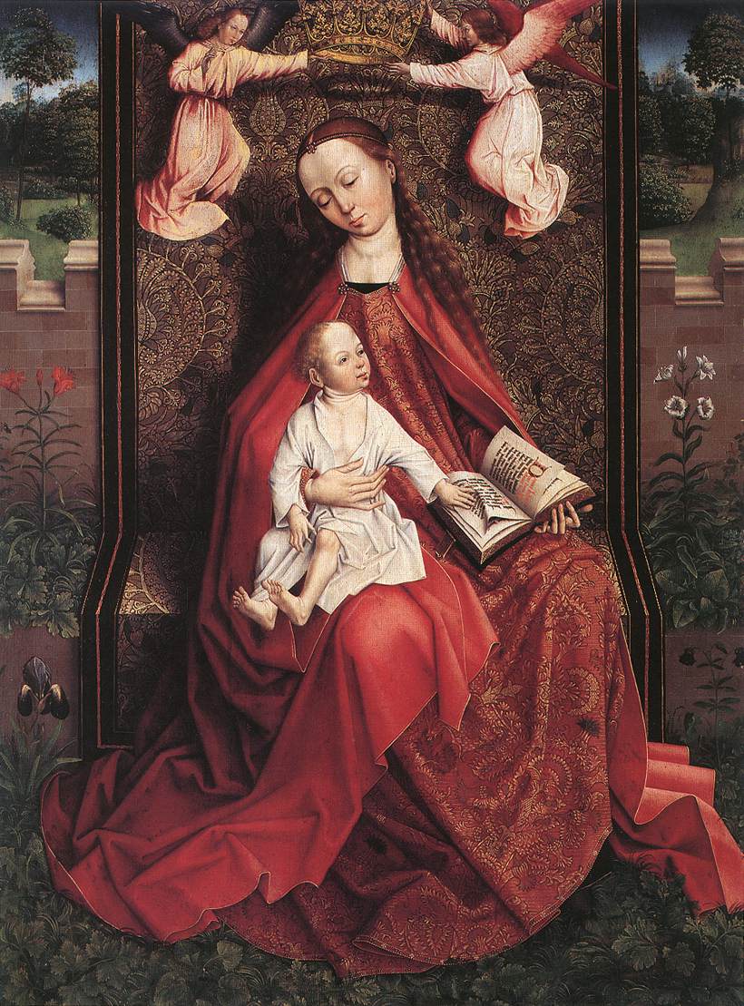 Vierge à l'Enfant couronnée par deux anges