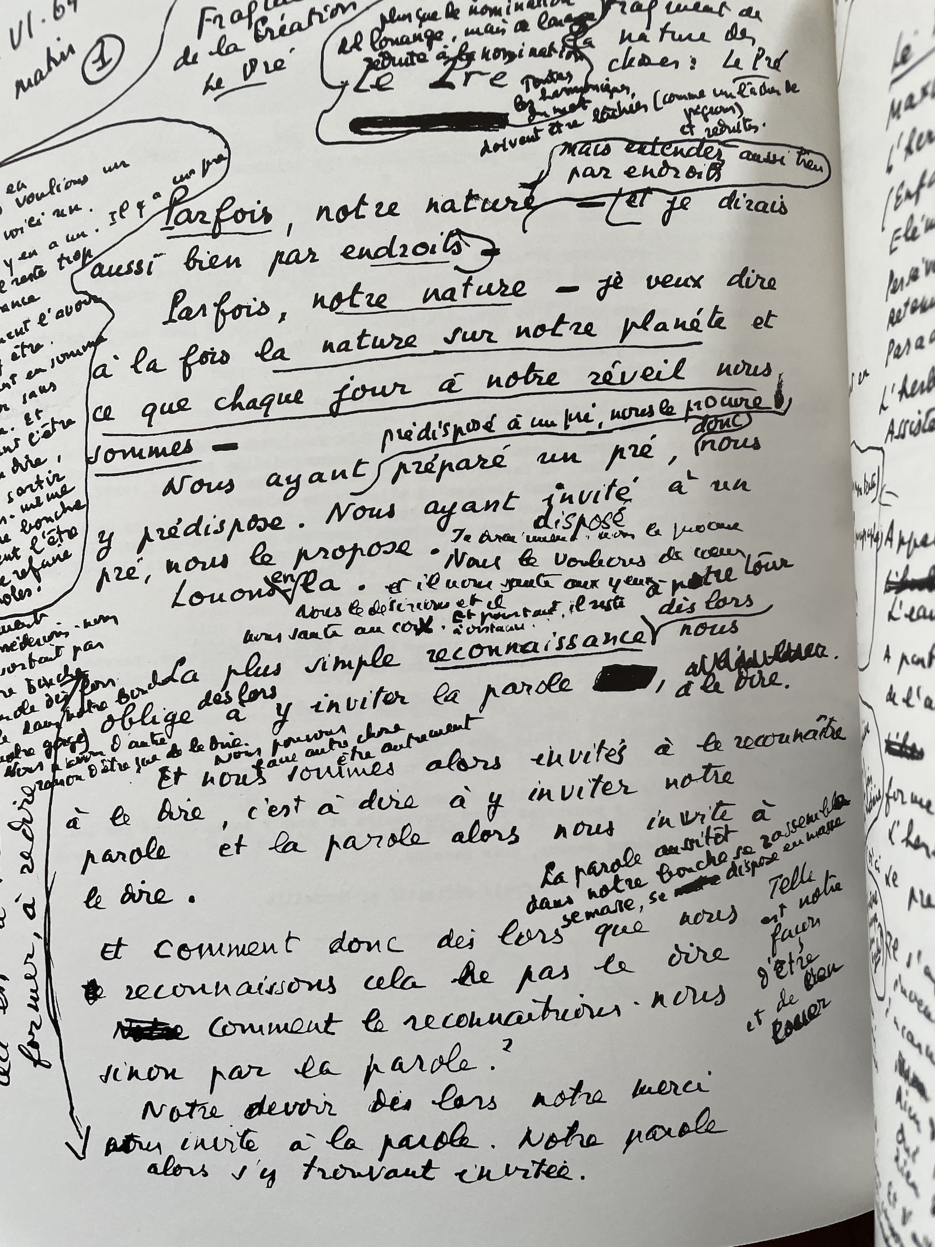 Brouillon manuscrit de Francis Ponge